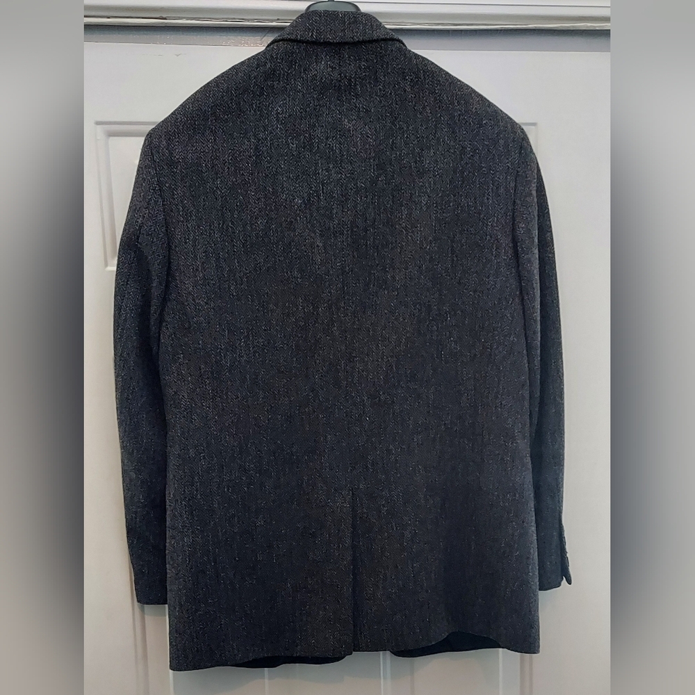 J CREW MEN'S BLACK-GRAY HERRINGBONE WOOL 3-BUTTON TWEED SPORTS JACKET SIZE 40R - Picture 6 of 9